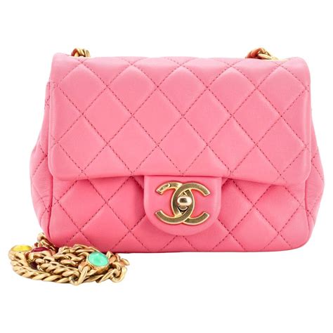 CHANEL Lambskin Resin Quilted Mini Pearl Samba Square Flap 